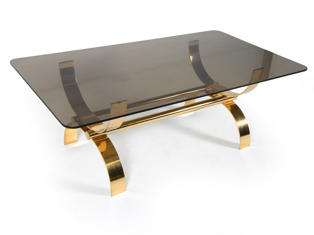 MID-CENTURY SWEDISH BRASS & GLASS COFFEE TABLE (1 of 13)