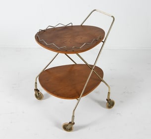 SWEDISH TEAK & METAL BAR CART C. 1960S