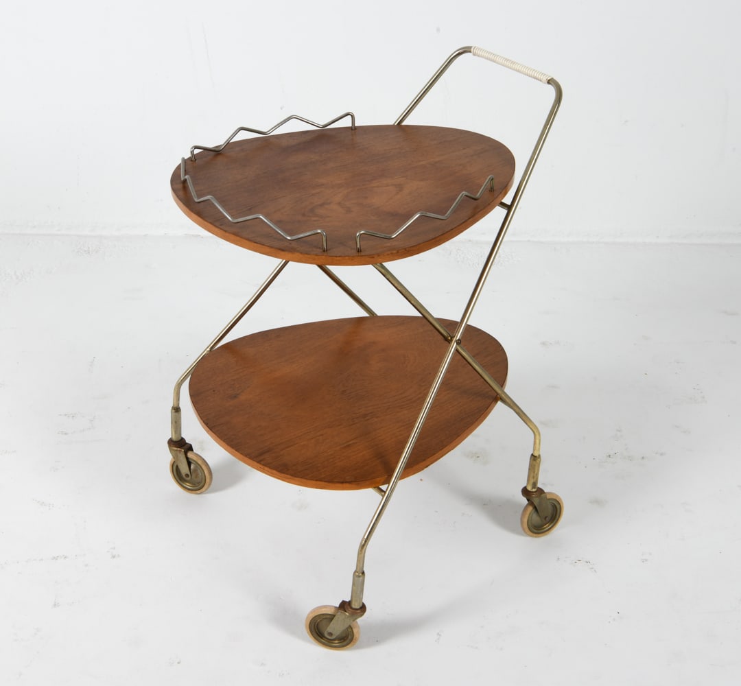 SWEDISH TEAK & METAL BAR CART C. 1960S (1 of 14)