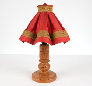 SWEDISH TURNED PINE TABLE LAMP C. 1970S