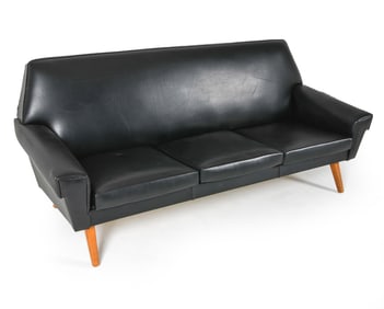 MID-CENTURY DANISH BLACK LEATHER SOFA C. 1970S