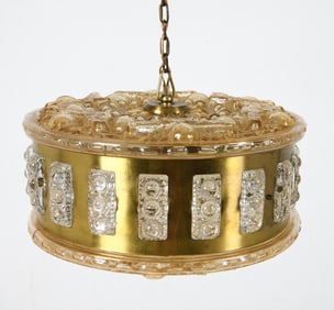 ATTR. FAGERLUND GLASS & BRASS CEILING LIGHT 1960S