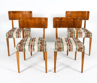 (4) SCANDINAVIAN INLAID DINGING CHAIRS C. 1960S