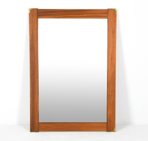 MID-CENUTRY DANISH TEAK & BRASS WALL MIRROR