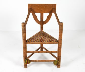 SWEDISH NORDIC REVIVAL CARVED OAK MONK CHAIR