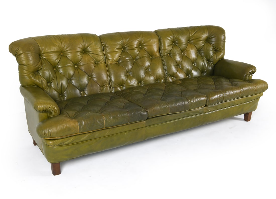 ARNE NORELL 'JUPITER' GREEN LEATHER SOFA (1 of 20)