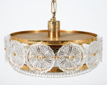 FAGERLUND BRASS & GLASS PENDANT LIGHT C. 1960S