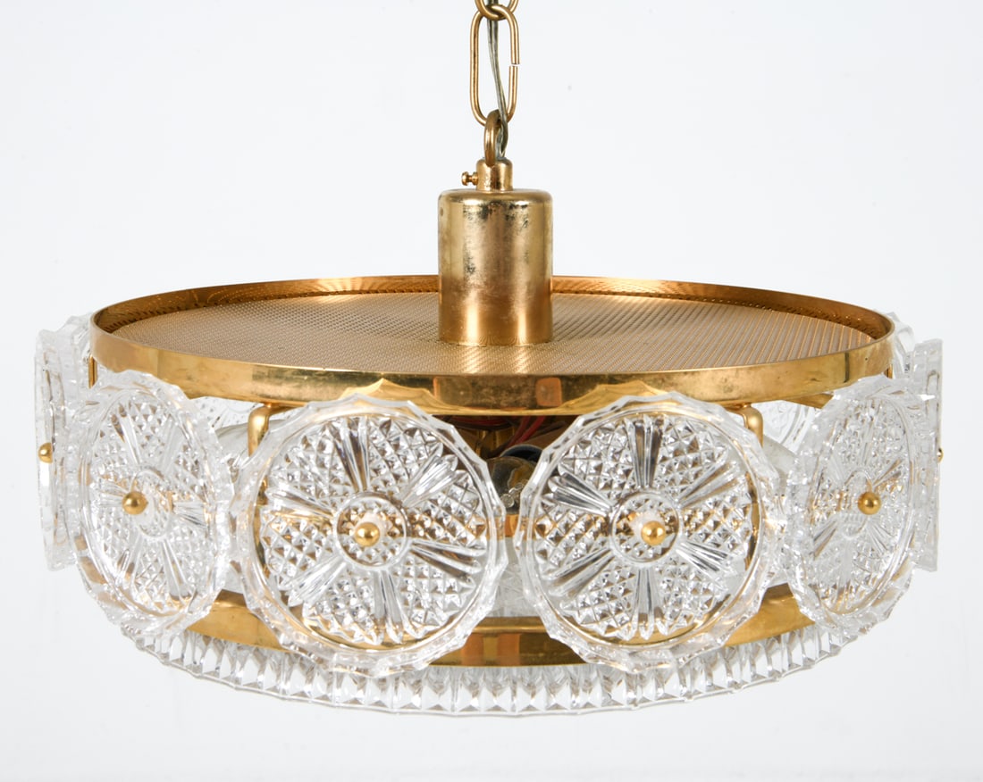 FAGERLUND BRASS & GLASS PENDANT LIGHT C. 1960S (1 of 14)