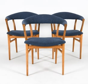 (3) SWEDISH OAK & WOOL ARMCHAIRS C. 1960S