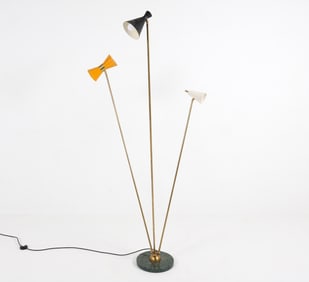 LUCI PROGETTI BRASS & MARBLE 'GULLIVER' FLOOR LAMP