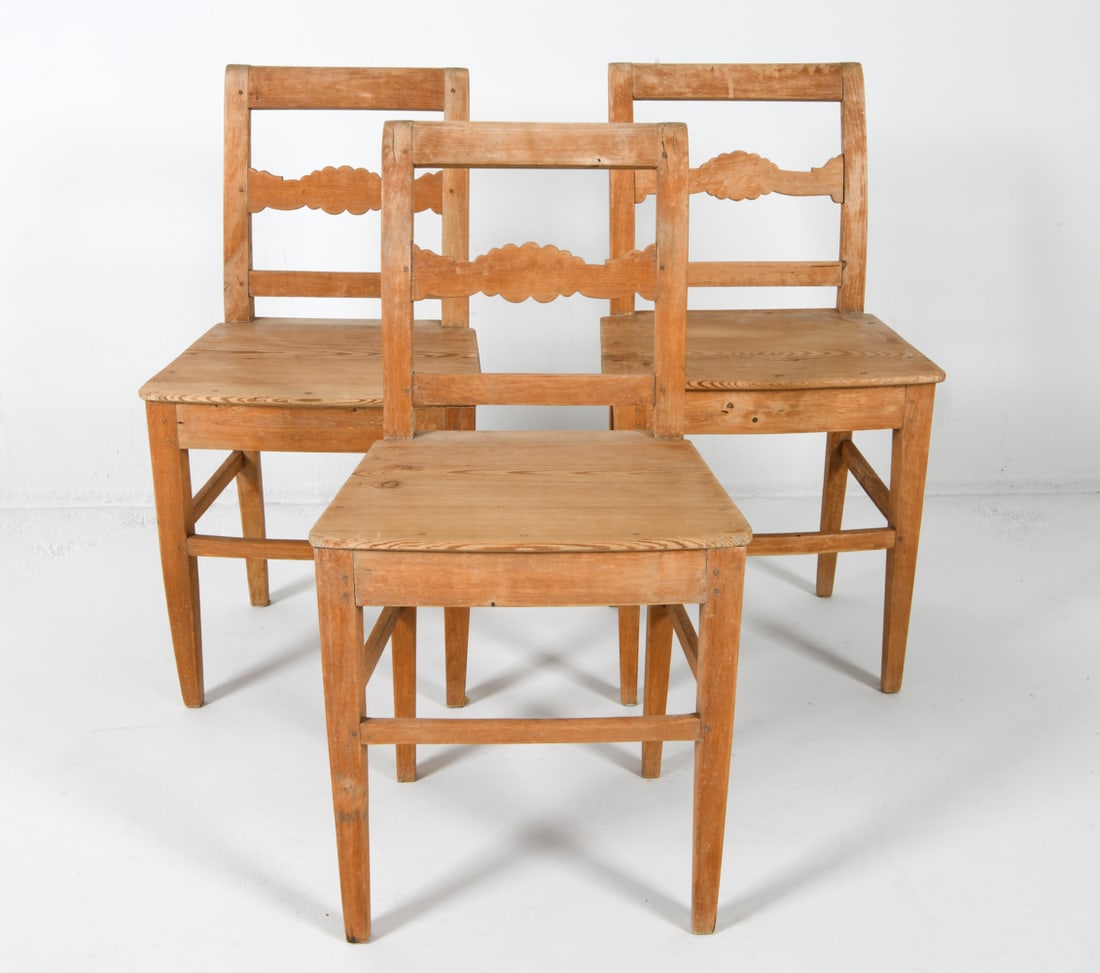 (3) SCANDINAVIAN PINE SIDE CHAIRS C. 1960S (1 of 18)
