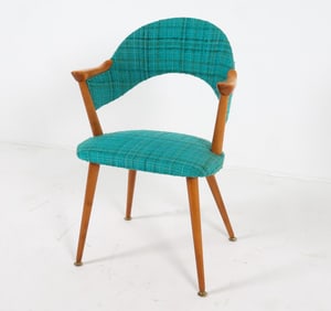 SCANDINAVIAN BEECH & WOOL ARM CHAIR C. 1960S
