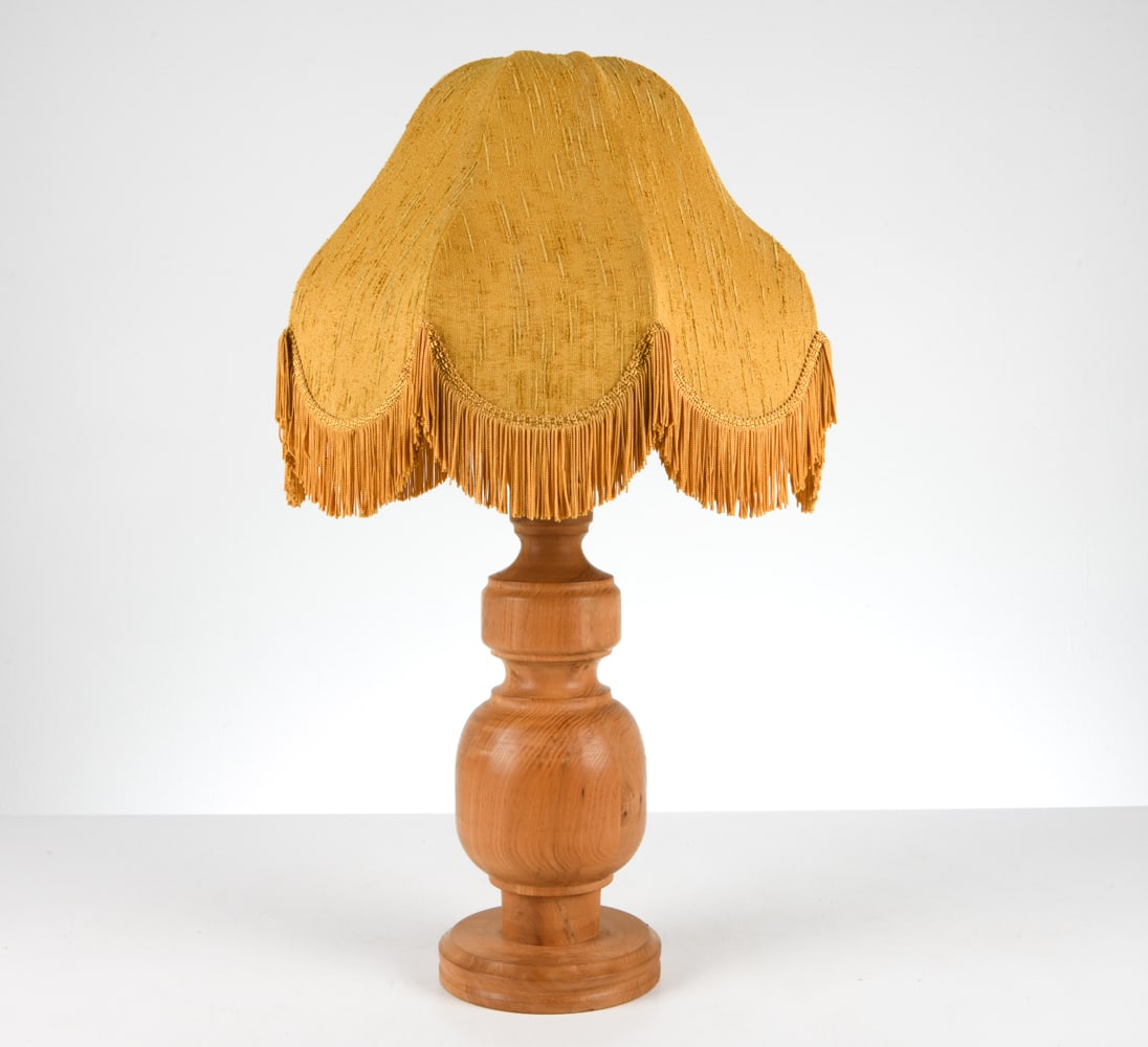 SWEDISH TURNED PINE TABLE LAMP C. 1970S (1 of 13)