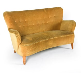 MID-CENTURY SCANDINAVIAN VELOUR SOFA C. 1950S