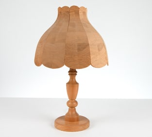 SWEDISH TURNED PINE TABLE LAMP C. 1960S