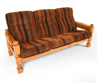 SWEDISH BRUTALIST PINE SOFA C. 1970S