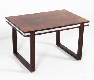 SCANDINAVIAN MAGAONY & METAL COFFEE TABLE