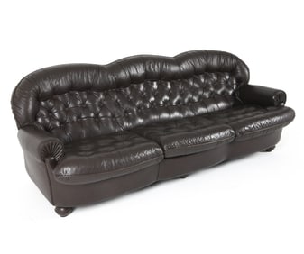 SCANDINAVIAN TUFTED LEATHER SOFA