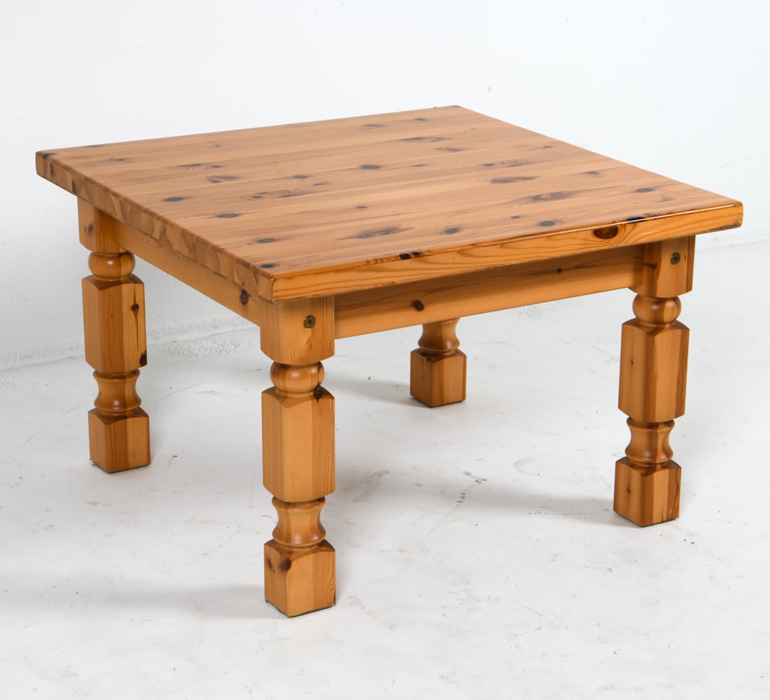 SWEDISH BRUTALIST PINE COFFEE SIDE TABLE C. 1970S (1 of 16)