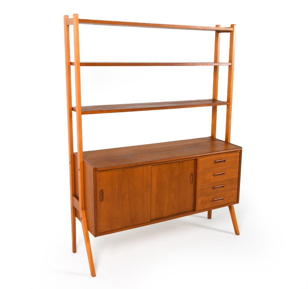 SCANDINAVIAN TEAK BOOKCASE CABINET C. 1960S (1 of 18)