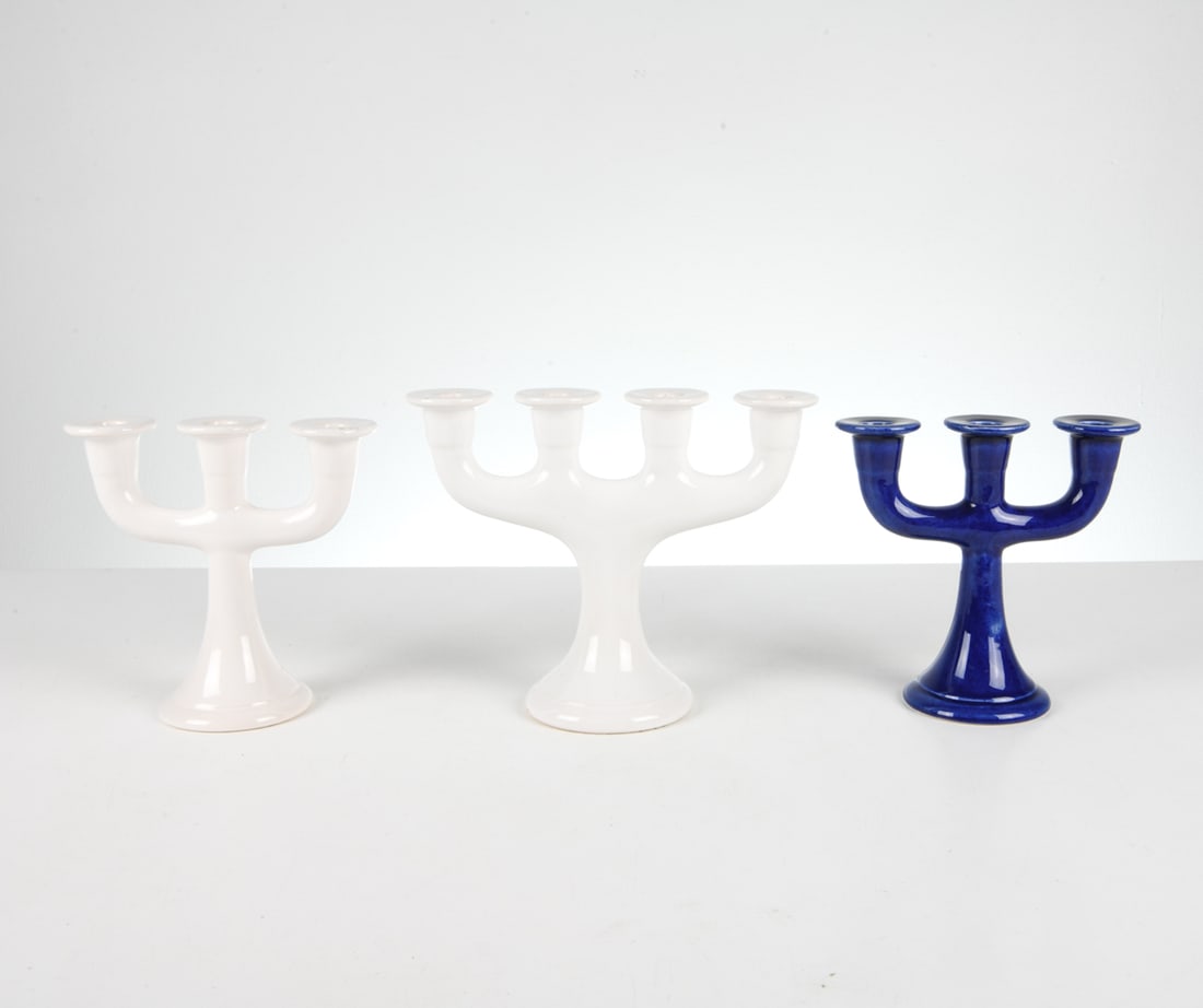 VINTAGE SWEDISH CERAMIC CANDELABRA GROUPING (1 of 15)