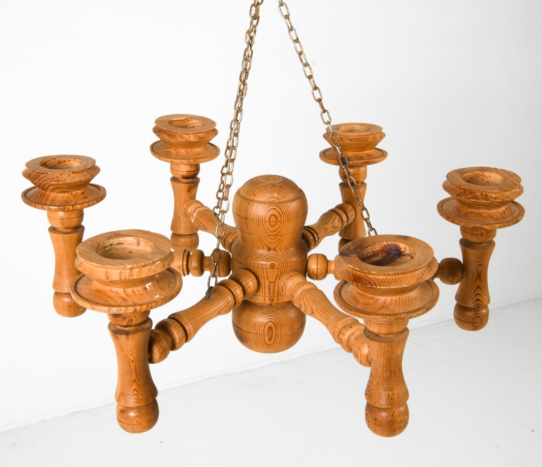 SWEDISH PINE CHANDELIER C. 1960S (1 of 15)