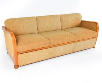 SWEDISH BEECH & WOOL SOFA BED C. 1960S