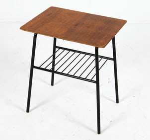 MID-CENTURY TEAK & METAL SIDE TABLE C. 1960S