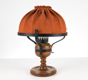 SWEDISH PINE & IRON TABLE LAMP C. 1960S