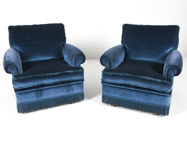 PAIR OF SCANDINAVIAN VELOUR LOUNGE CHAIRS C. 1970S