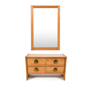 SWEDISH PINE HALL CHEST W/ MIRROR C. 1970S