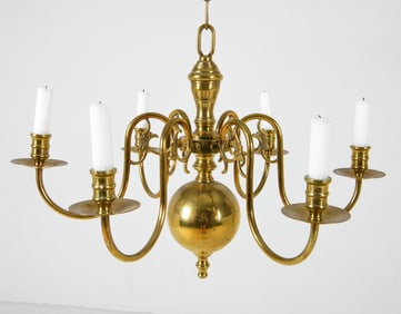 VINTAGE SCANDINAVIAN BRASS CANDLE CHANDELIER 1960S