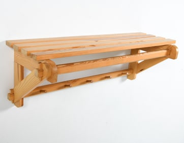 VINTAGE SWEDISH PINE COAT RACK SHELF C. 1970S