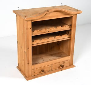 SWEDISH PINE WALL WINE CABINET C. 1960S
