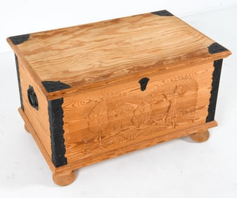 SWEDISH PINE & IRON TRUNK C. 1942