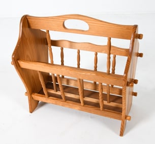 SWEDISH PINE MAGAZINE RACK C. 1970S