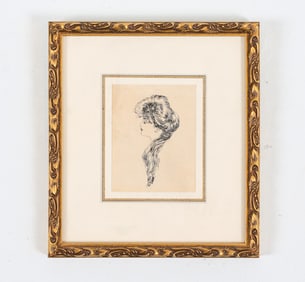 ANTIQUE PEN & INK ILLUSTRATION FEMALE PORTRAIT