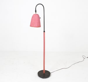 MID-CENTURY WICKER FLOOR LAMP