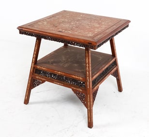 ANTIQUE CHINESE BONE INLAID TABLE