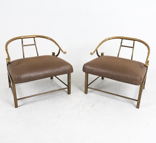 PAIR MASTERCRAFT ITLAIAN BRASS 'EMPRESS' CHAIRS