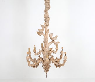 ITALIAN FAUX BOIS CARVED WOOD CHANDELIER