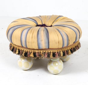 MACKENZIE CHILDS TUFTED OTTOMAN TUFFET