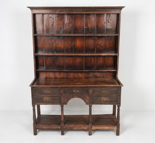 19TH C. WELSH STEPBACK CUPBOARD CABINET