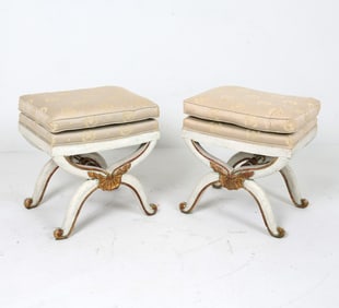 PAIR OF ANTIQUE ITALIAN SILK BENCHES
