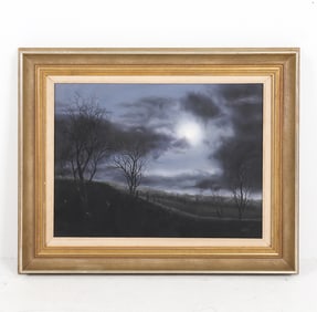 MODERNIST DUSK LANDSCAPE O/C PAINTING