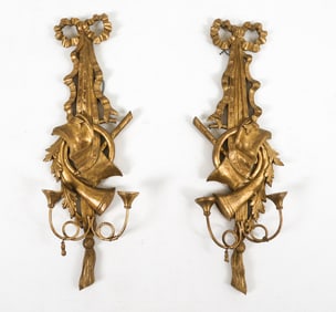 PAIR OF ITALIAN GOLD GILT WALL SCONCES