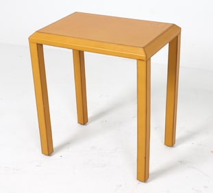 TOP STITCHED LEATHER SIDE TABLE