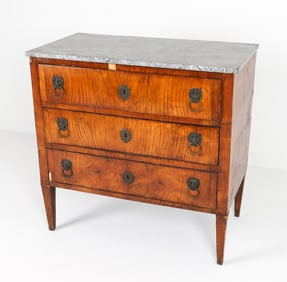 ANTIQUE WALNUT CHEST OF DRAWERS W/ MARBLE TOP