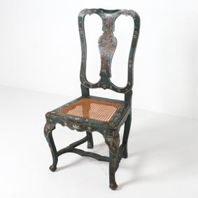 19TH C. PAINTED QUEEN ANNE STYLE CHAIR
