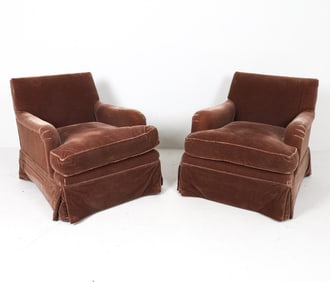 PAIR OF VELOUR LOUNGE CHAIRS